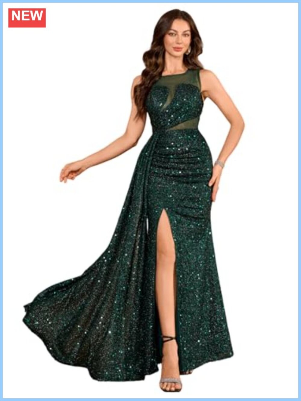Sparkly Sequin Prom Dress Long Mermaid Glitter Formal Evening Gown with Slit